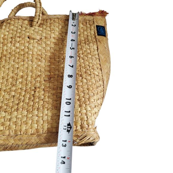 Y2k Volcom Straw Beach Bag Floral Lining Woven - Picture 5 of 6